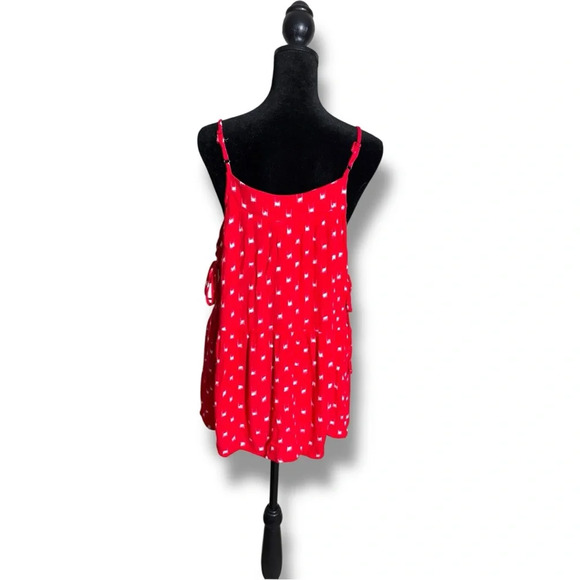 Universal Thread Red With White Pattern Sleeveless Adjustable Tiered Tank Top - Picture 7 of 16